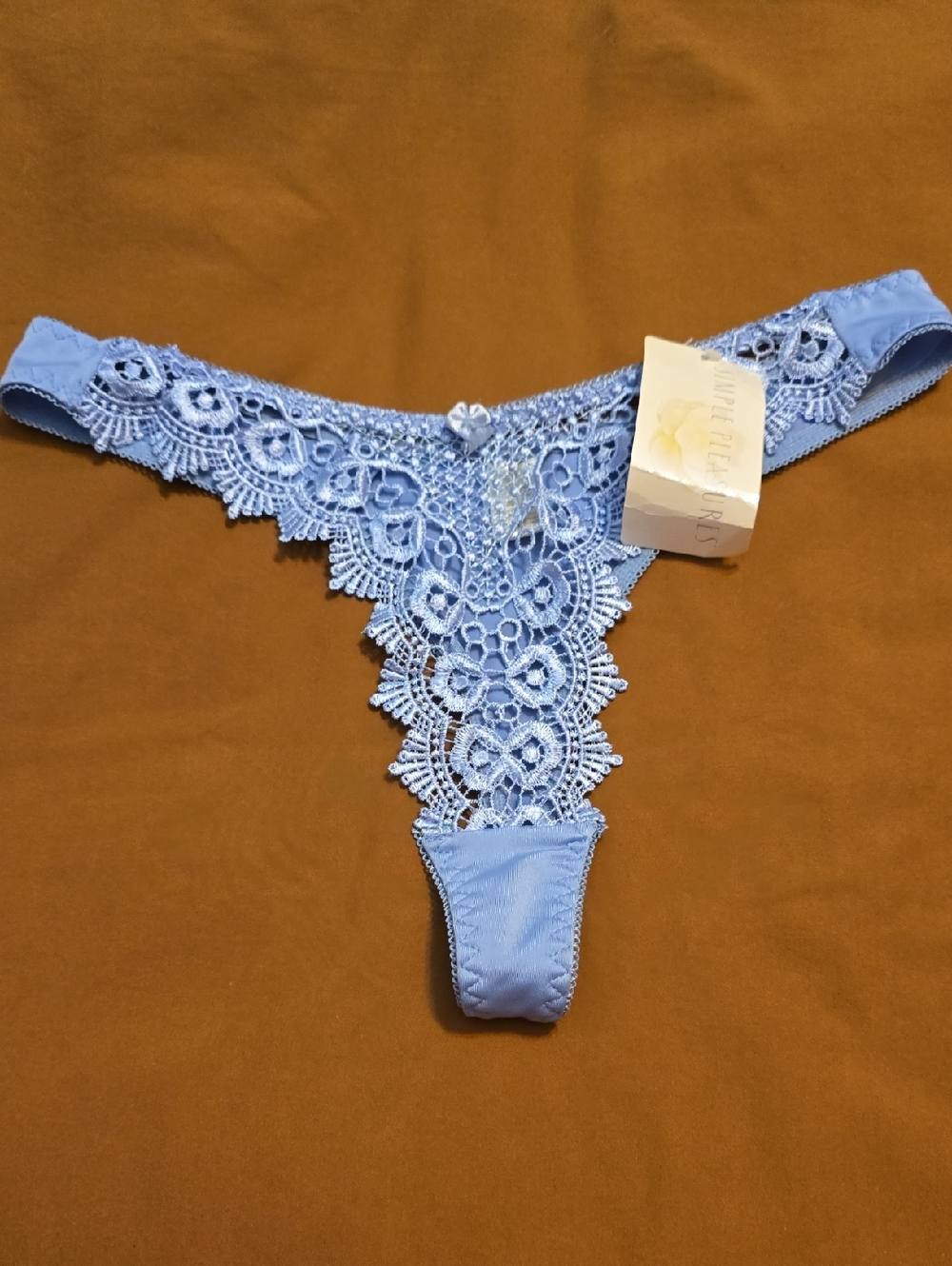 Delicate Lace Thong Panty - Light Blue